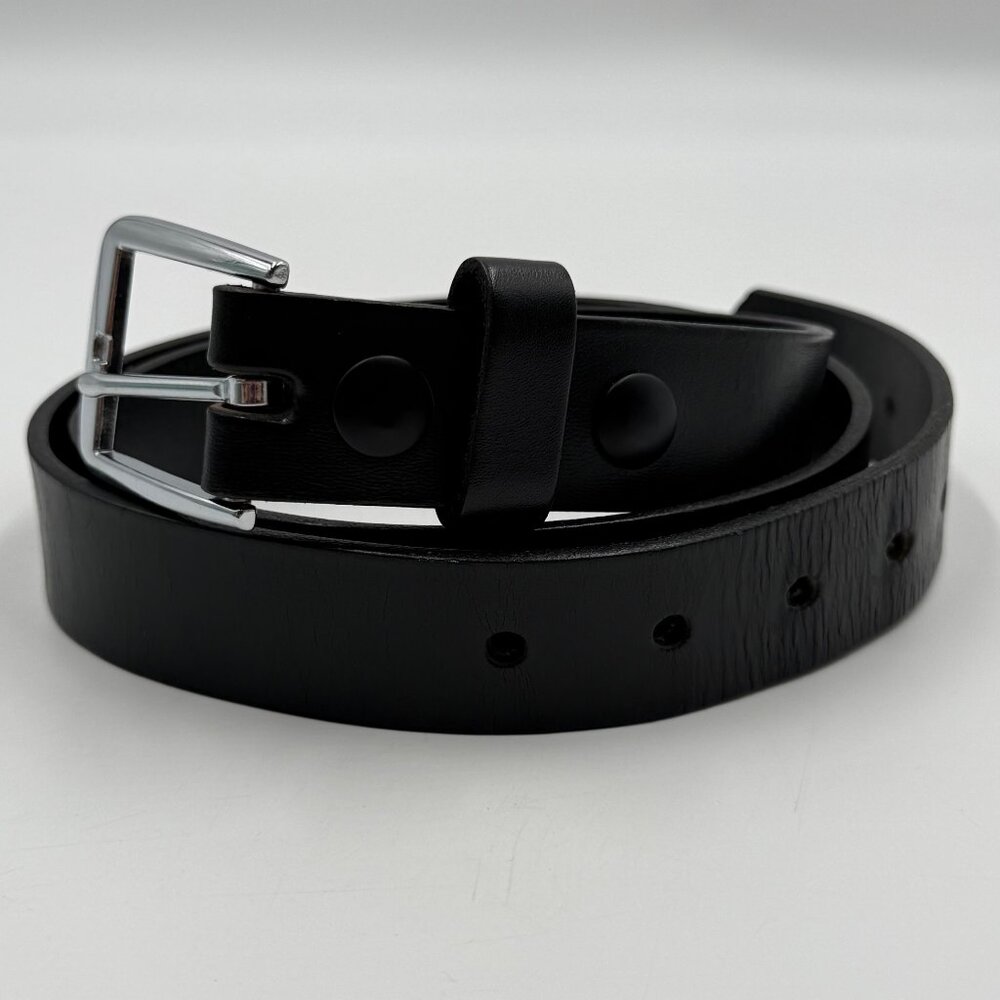 Boston Leather Black Work Belt 6607 Mens Size 38 Crew Outfitters Silver Buckle